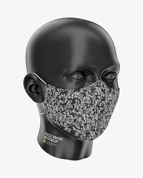 Download Face Mask With Elastic Cord And Stopper Front Half Side View In Apparel Mockups On Yellow Images Object Mockups