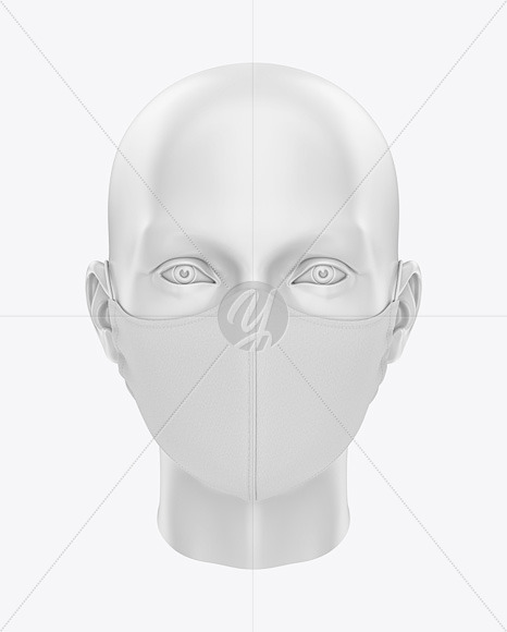 Face Mask With Elastic Cord And Stopper Front View In Apparel Mockups On Yellow Images Object Mockups