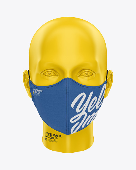 Download Face Mask With Elastic Cord And Stopper Front View In Apparel Mockups On Yellow Images Object Mockups PSD Mockup Templates