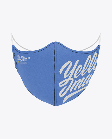 Download Face Mask With Elastic Cord And Stopper Front View In Apparel Mockups On Yellow Images Object Mockups