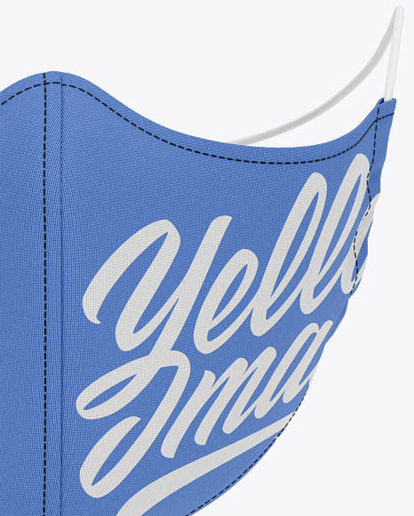 Face Mask With Elastic Cord And Stopper Front View In Apparel Mockups On Yellow Images Object Mockups