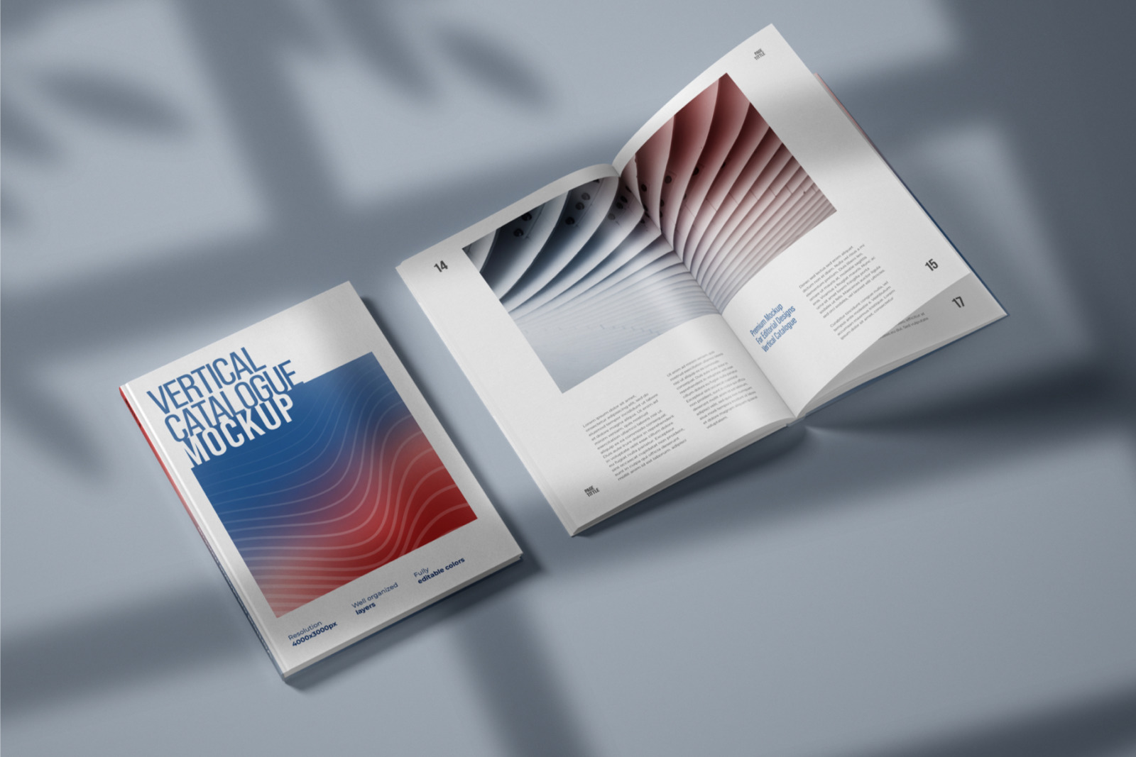 Vertical Catalogue, Magazine Mockup Set in Stationery ...