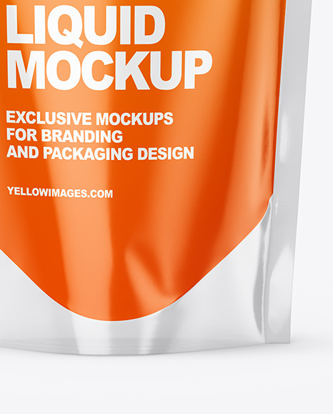 Download Doy-Pack with Liquid Mockup in Pouch Mockups on Yellow ...