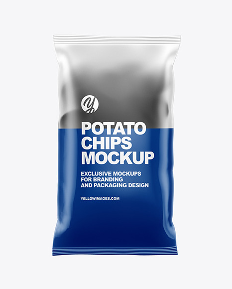 Frosted Bag With Corrugated Black Potato Chips Mockup PSD #2