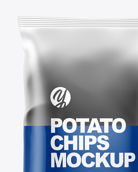 Frosted Bag With Corrugated Black Potato Chips Mockup PSD #7