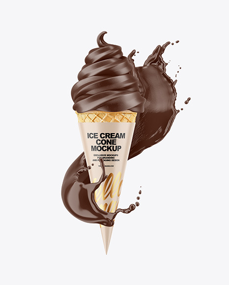 Download Ice Cream Cone with Splash Mockup in Packaging Mockups on Yellow Images Object Mockups