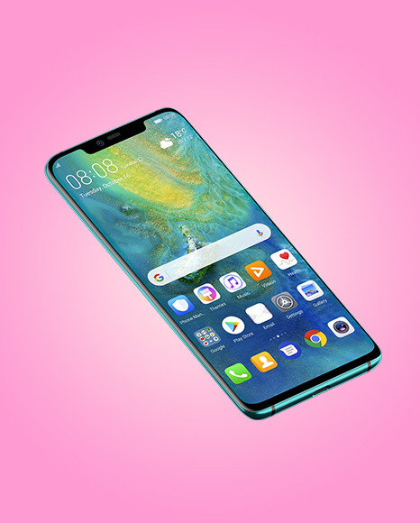 Download Emerald Green Huawei Mate 20 Pro Mockup in Device Mockups on Yellow Images Object Mockups