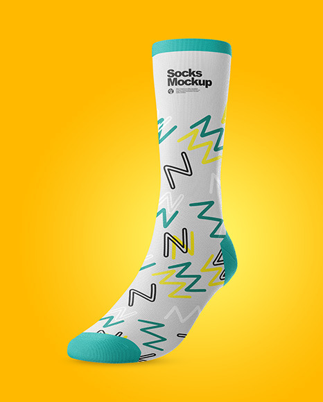 Sock Mockup Half Side View In Apparel Mockups On Yellow Images Object Mockups