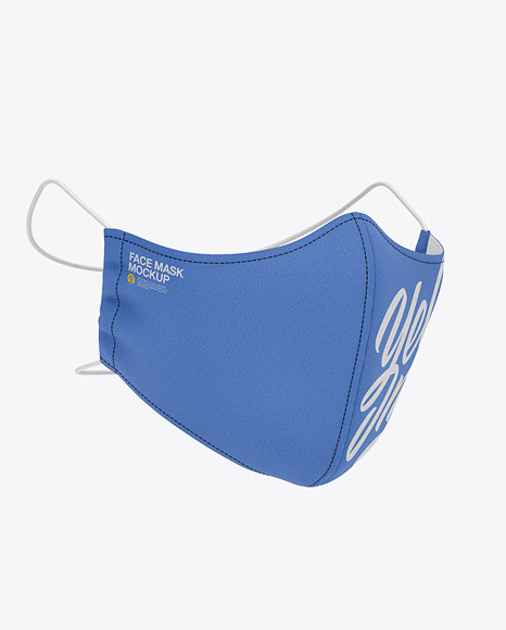 Download Face Mask With Elastic Cord And Stopper Front Half Side View In Apparel Mockups On Yellow Images Object Mockups