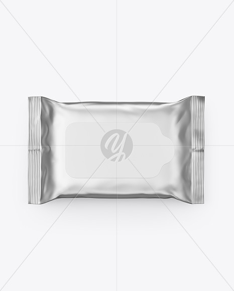 Download Metallic Wet Wipes Pack Mockup Top View In Flow Pack Mockups On Yellow Images Object Mockups PSD Mockup Templates