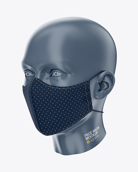 Download Free Face Mask With Elastic Cord And Stopper Front Half Side View In PSD Mockups