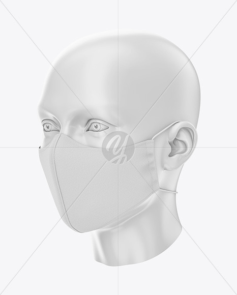 Download Face Mask With Elastic Cord And Stopper Front Half Side View In Apparel Mockups On Yellow Images Object Mockups