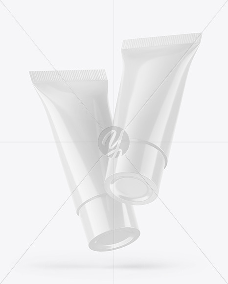 Download Glossy Cosmetic Tubes Mockups In Tube Mockups On Yellow Images Object Mockups