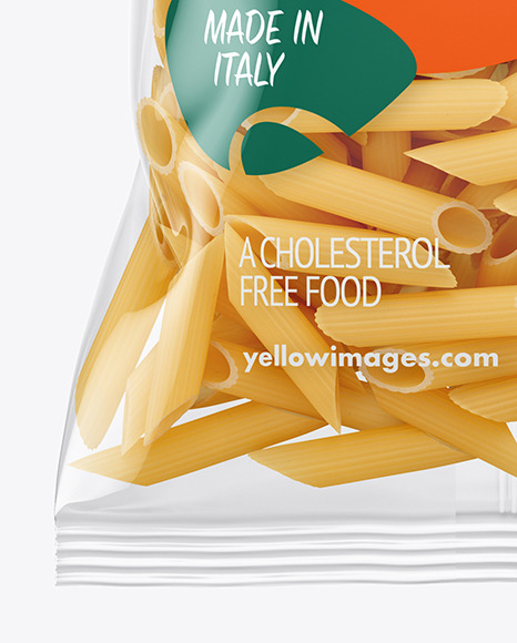 Download Plastic Bag With Pennoni Rigati Pasta Mockup In Bag Sack Mockups On Yellow Images Object Mockups