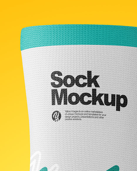 Download Free Sock Mockup Half Side View In Apparel Mockups On Yellow Images Object Mockups PSD Mockups