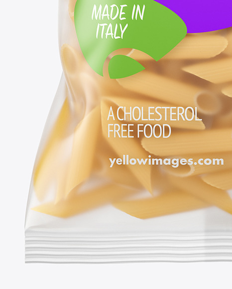 Download Matte Plastic Bag With Pennoni Rigati Pasta Mockup In Bag Sack Mockups On Yellow Images Object Mockups PSD Mockup Templates