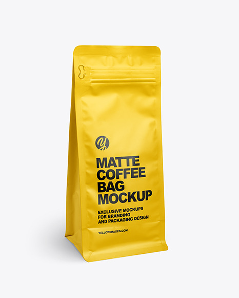 Matte Coffee Bag Mockup In Bag Sack Mockups On Yellow Images Object Mockups