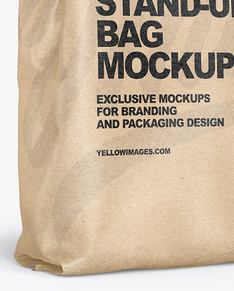 Download Kraft Paper Stand Up Bag Mockup In Bag Sack Mockups On Yellow Images Object Mockups Yellowimages Mockups