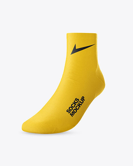 Sock Mockup Half Side View In Apparel Mockups On Yellow Images Object Mockups