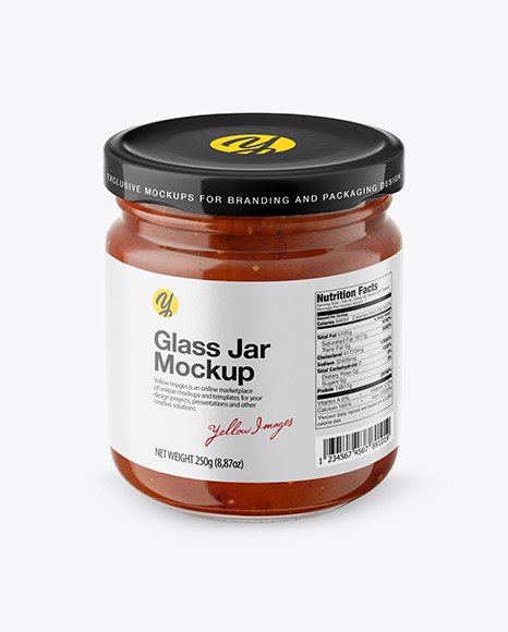 Download Fig Jam Glass Jar Mockup Front View High Angle Shot In Jar Mockups On Yellow Images Object Mockups Yellowimages Mockups