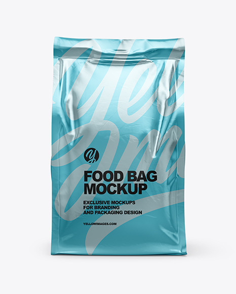 Download Glossy Metallic Food Bag Mockup Front View In Bag Sack Mockups On Yellow Images Object Mockups Yellowimages Mockups