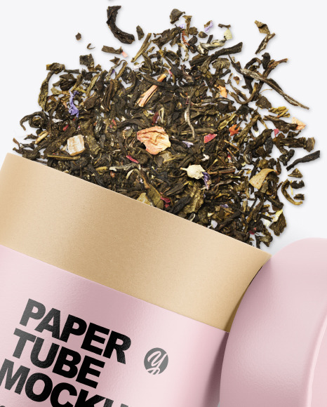 Download Glossy Paper Tube W Tea Mockup In Tube Mockups On Yellow Images Object Mockups PSD Mockup Templates