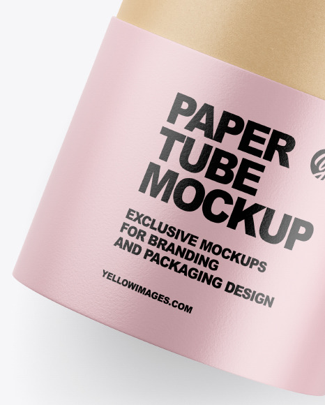 Download Glossy Paper Tube W Tea Mockup In Tube Mockups On Yellow Images Object Mockups PSD Mockup Templates