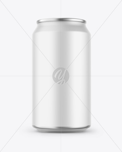 Download Metallic Drink Can w/ Matte Finish Mockup in Can Mockups on Yellow Images Object Mockups