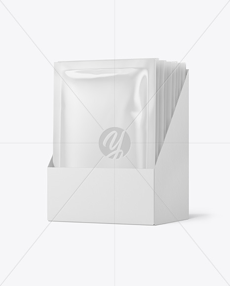 Glossy Sachets in Display Box Mockup PSD #1