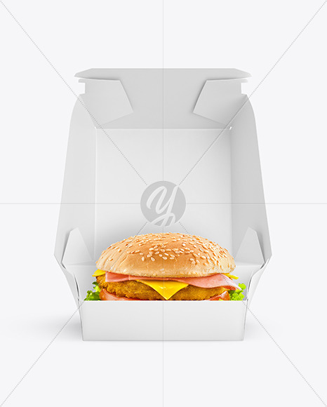 Download Burger In Box Mockup In Box Mockups On Yellow Images Object Mockups PSD Mockup Templates