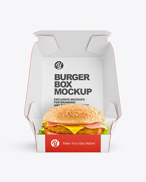 Download Burger In Box Mockup In Box Mockups On Yellow Images Object Mockups PSD Mockup Templates