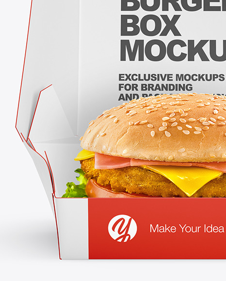 Download Burger In Box Mockup In Box Mockups On Yellow Images Object Mockups