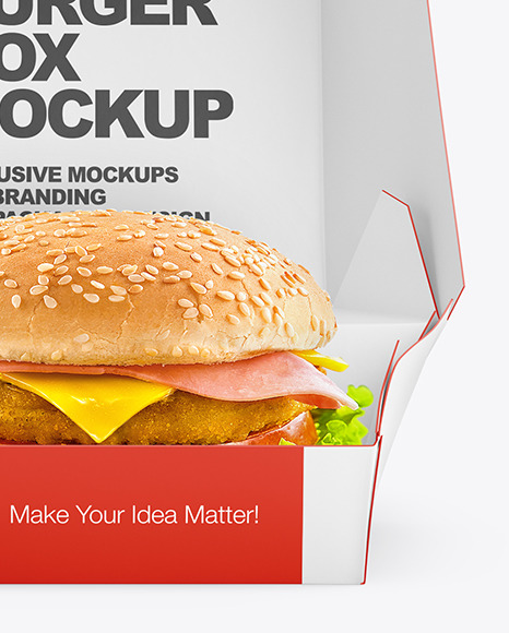 Download Burger In Box Mockup In Box Mockups On Yellow Images Object Mockups PSD Mockup Templates