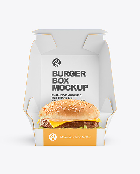 Download Burger In Box Mockup In Box Mockups On Yellow Images Object Mockups PSD Mockup Templates