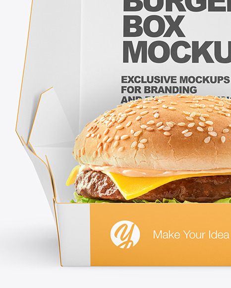 Download Burger In Box Mockup In Box Mockups On Yellow Images Object Mockups