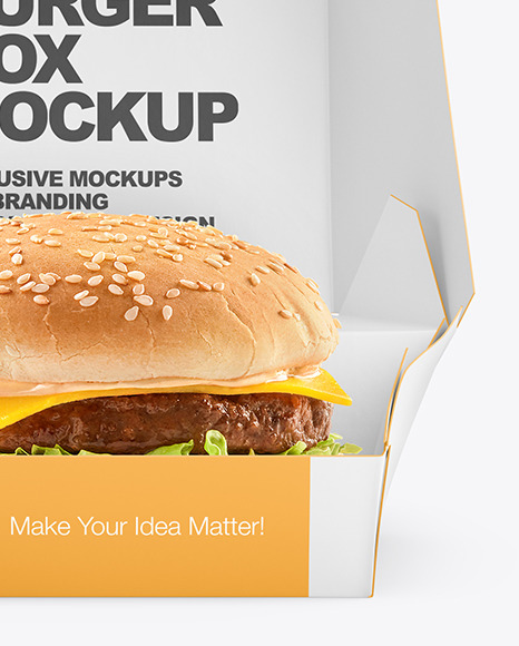 Download Burger In Box Mockup In Box Mockups On Yellow Images Object Mockups