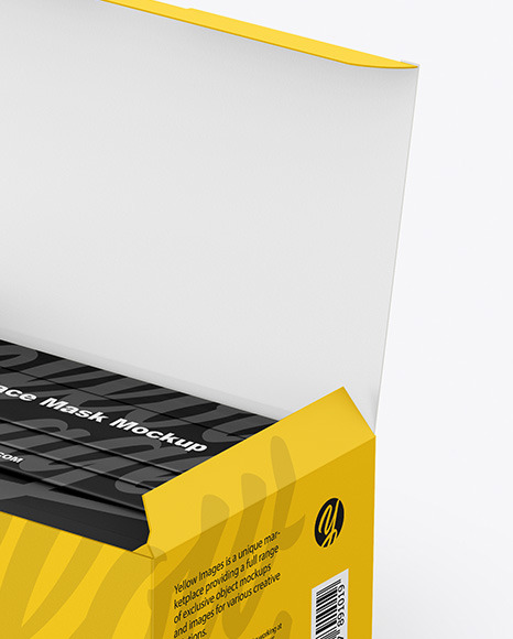 Download Paper Box With Medical Face Masks Mockup In Apparel Mockups On Yellow Images Object Mockups PSD Mockup Templates