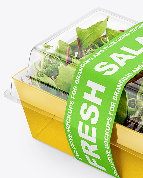 Download Salad Container Box Mockup Half Side View In Pot Tub Mockups On Yellow Images Object Mockups Yellowimages Mockups