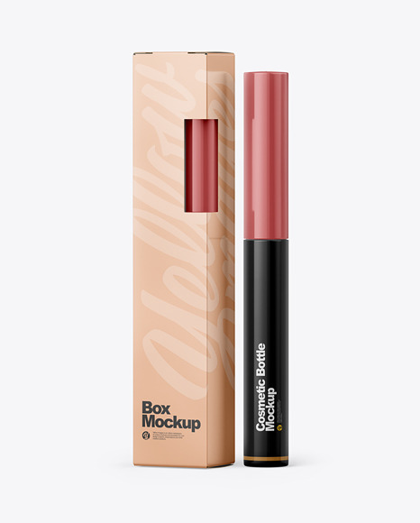 Download Cosmetic Packaging Box With Lipstick Mockup Front View In Box Mockups On Yellow Images Object Mockups PSD Mockup Templates