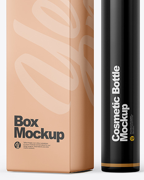 Download Cosmetic Packaging Box With Lipstick Mockup Front View In Box Mockups On Yellow Images Object Mockups PSD Mockup Templates