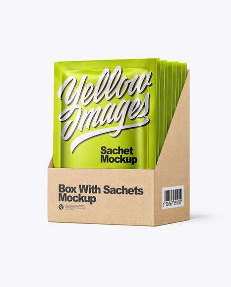 Download Metallic Sachets In Display Box Mockup In Sachet Mockups On Yellow Images Object Mockups Yellowimages Mockups