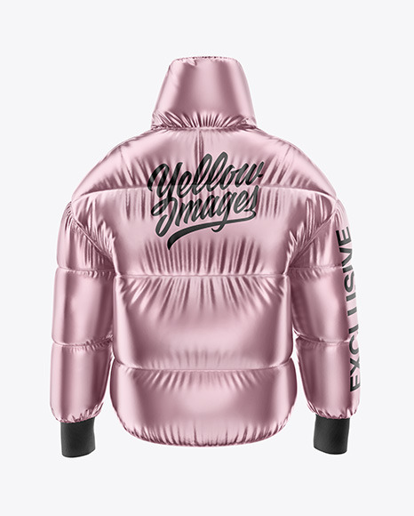 Metallic Women S Down Jacket Mockup In Apparel Mockups On Yellow Images Object Mockups