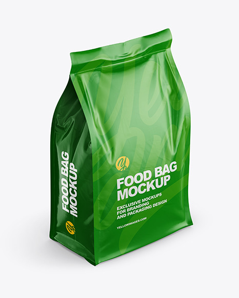 Download Glossy Food Bag Mockup Half Side View High Angle Shot In Bag Sack Mockups On Yellow Images Object Mockups Yellowimages Mockups