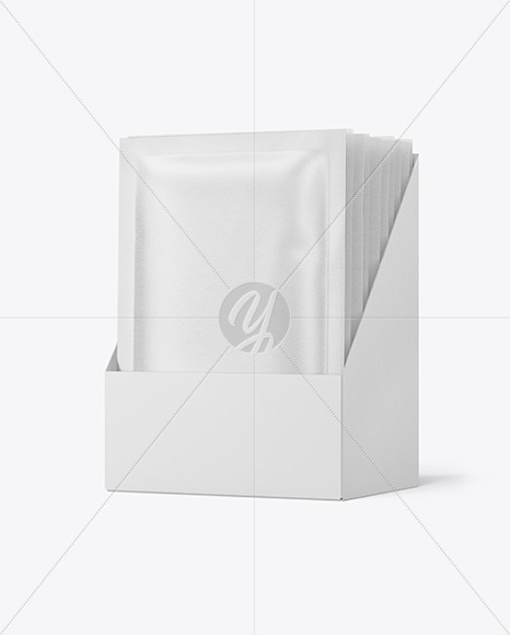 Paper Sachets in Display Box Mockup PSD #1