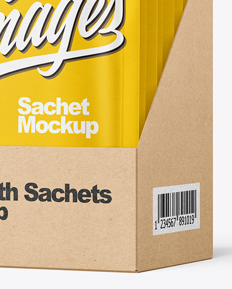 Paper Sachets in Display Box Mockup PSD #5