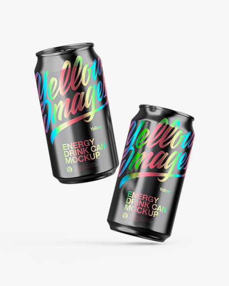 Two Glossy Metallic Cans Mockup PSD #2