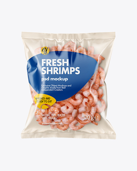 Plastic Bag With Shrimps Mockup In Bag Sack Mockups On Yellow Images Object Mockups