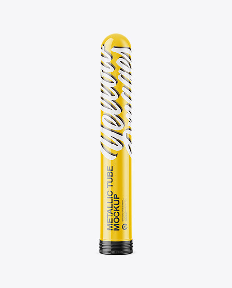 Download Glossy Metallic Cigar Tube Mockup Front View In Tube Mockups On Yellow Images Object Mockups PSD Mockup Templates