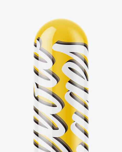 Glossy Metallic Cigar Tube Mockup Front View In Tube Mockups On Yellow Images Object Mockups