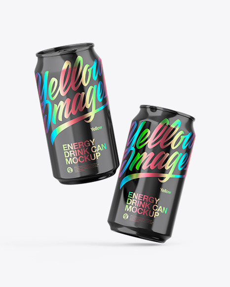 Two Glossy Cans Mockup PSD #3